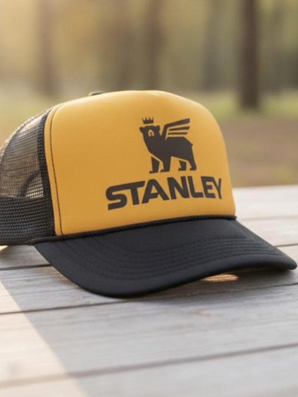 Stanley Hat Vintage Tool Foam Trucker Cap Mesh Snapback Black Gold Workwear New